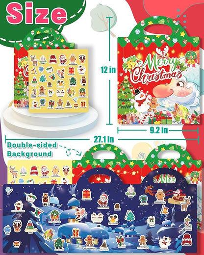 Christmas Sticker Books for Kids, Christmas Gifts Reusable Sticker Books Stocking Stuffers for Toddlers 1-3, 2-4, Travel Toys Acticities Crafts Party Favors for Boys Girls Kids