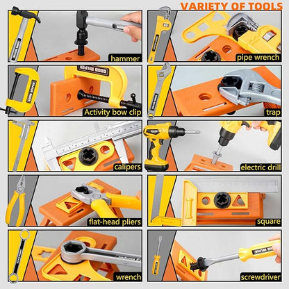 Zealous 48pcs Kids Tool Set with Tool Box & Electronic Toy Drill, Pretend Play Construction Kits for Kids Ages 3-5 Years Old, Toddler Boy Toys