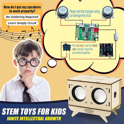 STEM Projects for Kids & Adults, Bluetooth Speaker Toy Set, DIY Science Experiment Electronics Kit, Beginner's Starter Set, Idea Gifts for Teenage Boy Girl Ages 10 11 12
