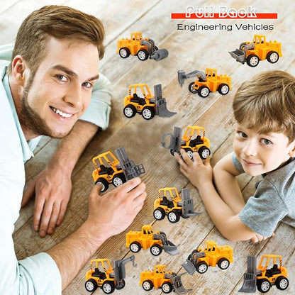 40 Pack Mini Construction Vehicles, Pull Back Trucks, Yellow, Color Style 2, Kids Construction Toys, Ages 3+