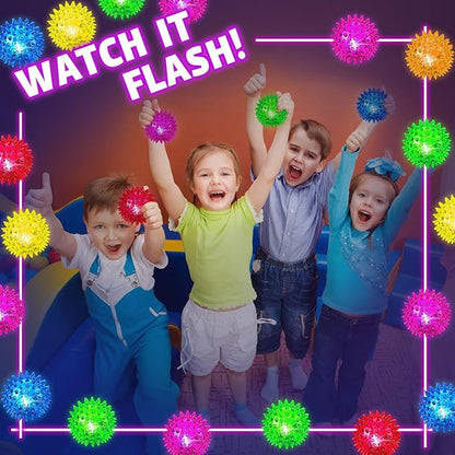 Light Up Sensory Balls - Sensory Toys for Kids with Autism Toys for Kids 3-4 5-7 8-12 Gifts for Teen Boys Girls Spiky Fidget Stress Balls Glow in The Dark Novelty Noisemaker Toys for Parties Favors