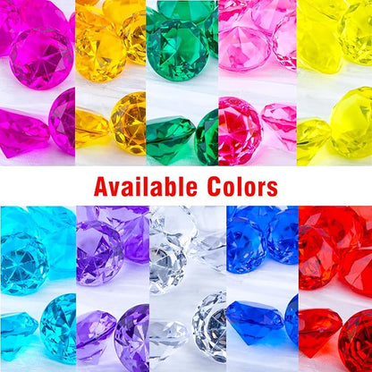 Niceup 26PCS Purple Fake Diamonds Big Gem Toys, 1.5in Pool Diving Gems Acrylic Plastic Gemstones for Kids, Party Décor Jewels Treasure Hunt Hiding Sensory Bin Filler Toys Craft Supplies