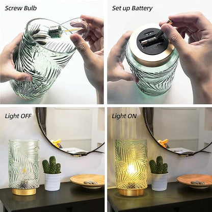 Battery Operated Table Lamp, Cordless Lamps for Home Decor, Battery Powered Nightlight with LED Bulb with Timer, Decorative Lights for Living Room Bedroom Tabletop Entryway Centerpiece Gift(Small LG)