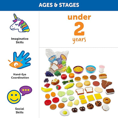 Learning Resources New Sprouts Complete Play Food Set - 50 Pieces, Ages 2+ Toddler Play Food, Kitchen Play Food, Play Food Sets for Kids