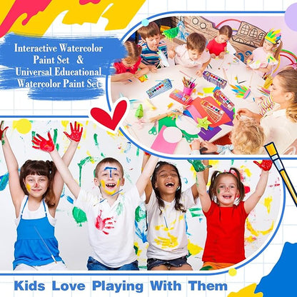 36 Packs Halloween Watercolor Paint Set for Kids 8-Color Washable Watercolor Paint Bulk with Paintbrush for Preschool Classroom Painting Favors Back to School Gifts Halloween Party Supplies