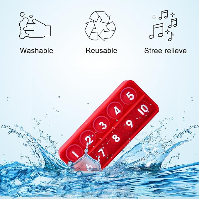 Ten Frame Pop Math Manipulatives - Set of 6 Silicone Fidget Toys for Kindergarten Classrooms - Engaging Educational Counting & Addition Toys for Kids 3 4 5 Years Old