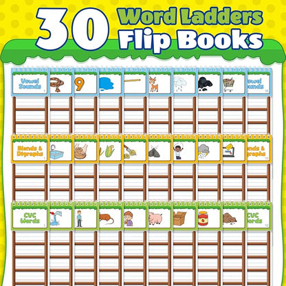 Sight Words Flash Cards Kindergarten, 30 Word Ladders Flip Books, Phonics Games Flash Cards, Reading and Spelling Games, Preschool Learning Activities, Kindergarten Classroom Must Haves
