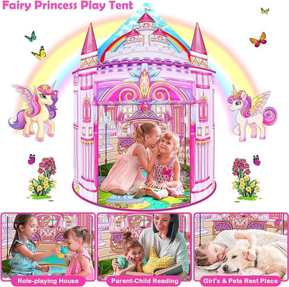Toys for Girls,Large Kids Tent Toddler Girl Toys,Foldable Tent for Kids with Carry Bag Indoor Playhouses,Princess Toys for 3-12 Year Old Girl Castle Playhouse Unicorns Gifts for Girls