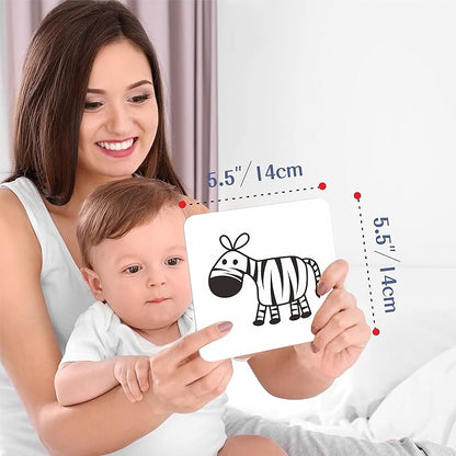 50 Pages Visual Stimulation Flashcards, 25 PCS Black and White Baby Visual Stimulus Cards Sensory Developmental Black White Card Set for Newborn Baby 0-3 Months (5.5” X 5.5”)