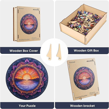 Wooden Jigsaw Puzzles Sunset 500 Pieces, Jigsaw Puzzles for Adults, Unique Shape Animal Adult Puzzles, Irregular Wood Puzzles Best Gift for Adults Family Game(16.7 x 16.7 in)