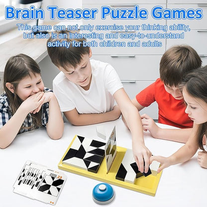 Puzzle Blocks for Kids,Education Puzzle Toy with Storage Tray,Brain Teaser with Challenges Cards 3D Logic & Spatial Thinking Tabletop Toy for Boys Girls