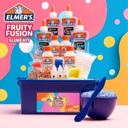 Elmer's Fruity Fusion Slime Kit, Includes Elmer's Clear Glue, Magical Liquid Slime Activator, Clay Color Pigments, Scents, Mixing Bowl, Spoon, 20 Piece Kit