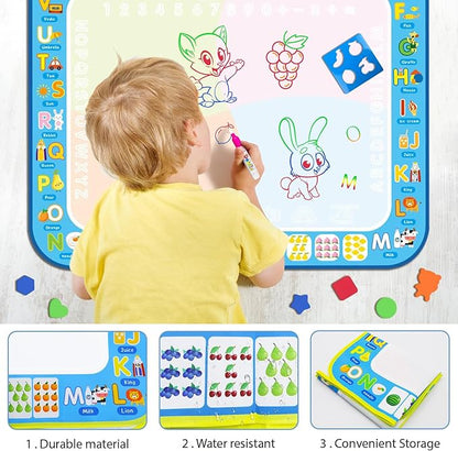 Water Doodle Mat Kids Mess Free Coloring Doodle Mat Toddlers Educational Toys for 3 4 5 6 7 8 Years Old with Magic Pens 2025 Educational Toys Birthday
