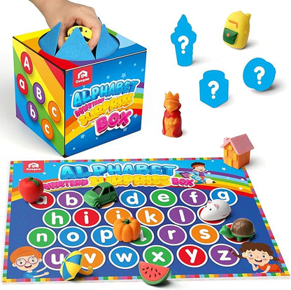 Coogam Mystery Surprise Box, Fine Motor Letter Matching and Sorting Game, 26pcs Alphabet Educational Montessori Learning Toy Gift for Preschool Kindergarten 3 4 5 Year Old