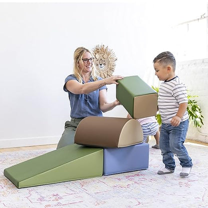 ECR4Kids SoftZone Climb and Crawl Playset, Building Blocks, Earthtone, 5-Piece