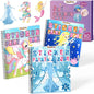 PERRYHOME 3PCS Sticker by Number Paint Books for Girls Ages 4-8, Unicorn Mermaid Frozen Themes Sticker Activity Books, Girls Crafts Party Birthday Christmas Gifts Toys