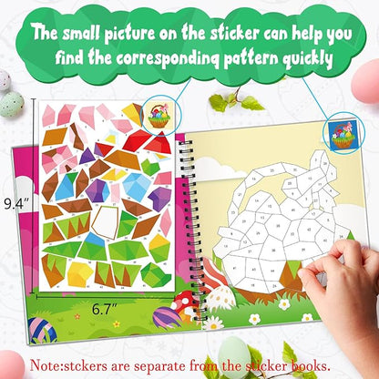 Omgouue 2PCS Easter Day Crafts for Kids Ages 4-8 Sticker Paint Books Includes Eggs Bunny Chick and More Designs Gift Party Create 20 Pictures Sticker Sheets are Separate
