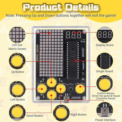 7-in-1 Game Soldering Practice Project Kit, PEMENOL DIY Retro Handheld Game Console with Adjustable Difficulty Levels and Pause Feature, Ideal for STEM Education College High School