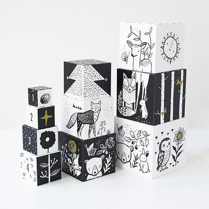 Wee Gallery Nesting Blocks, Stacking Toys for Toddlers and Kids, Educational Blocks with Numbers and Animal Illustrations for Motor Skills, Counting and Early Learning (Ages 2 & Up), Woodland Number