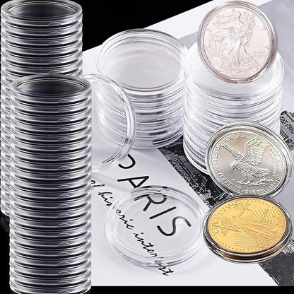 40.6mm Silver Dollar Coin Holder,Silver Eagles Coin Capsules, Morgan Silver Dollar Coin Holders with Adjustable Gasket Coin Collection Supplies (100)