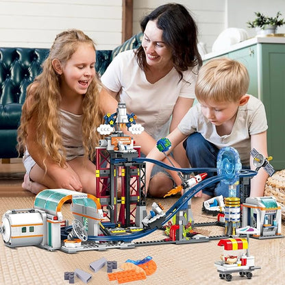 HOGOKIDS Space Roller Coaster Building Toy - 926PCS Coaster Building Set Features Lift Platform, Satellites, Rocket Buildable Space Rollercoaster Adventure Park for Adults Kids Girl Boy Ages 8+