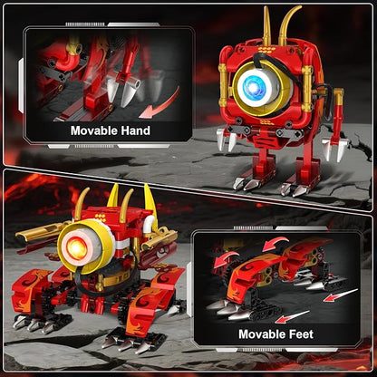 HOGOKIDS 5-in-1 Dragon Robot Building Toys with 6 Lighting Colors & 5 Light Effects - 354PCS Remote & App Control Robots Toy Set for Kids, RC Robot Building Toys Gifts for Teens Boys Girls Age 8-12