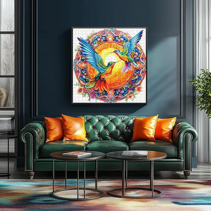 Blueforest 500 Piece Jigsaw Puzzle for Adults - Unique Hummingbird Art with Vibrant Iridescent Feathers | 20x20 Inches Challenging Adult Puzzle for Relaxation & Group Activity