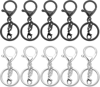 10 Pack a Set Metal Lobster Claw Clasps and Key Rings, Key Chain Accessories, Keychain Making kit for Keys, Art Crafts, Jewelry Making, Silver - Gunmetal