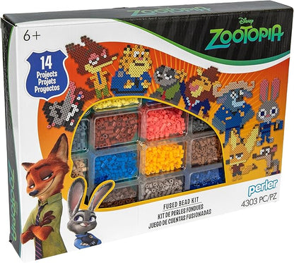 Perler 80-57276 Disney's Zootopia Fused Bead Craft Activity Kit with 14 Projects, Multicolor, 4303 Pieces