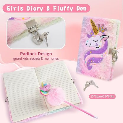 Cherry Tale Unicorn Gifts for Girls Age 6-8, Kids Unicorn Toys Set with Light Up Star Pillow Diary Headband Eye Mask Christmas Birthday Gifts for Little Girls Age 4 5 6 7 8 9 10