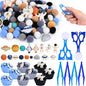 152 Pcs Space Sensory Bin Fillers Outer Space Fine Motor Skills Astronauts Sensory Bin Item Pompoms Cups Tweezers Scissor Clips for Preschool Education Activities Sorting Counting