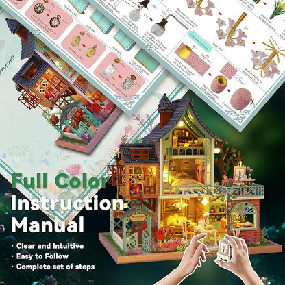 Flever DIY Miniature House Kit, Tiny Home Kit with LED Light, Mini House Build Craft Kits for Adults and Teens, Home Decor Creative Gift for Family/Friends (Secret Jungle)