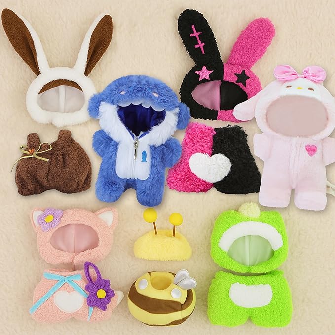 Cute Animal Fashion Set for 17cm Dolls, (Clothing Only, Doll Not Included) Clothing Accessories, Animal Camouflage Clothes, for Replacing Doll Clothes (Rabbit1)