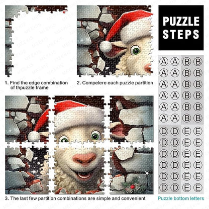 Sheep for Adults Fun Thickened Wooden Jigsaw Puzzles 1000 Piece 3D Animal Toy Intellectual Game Education Game Stress Relief Toy Home Decoration Premium & Durable 1000pcs (75x50cm)