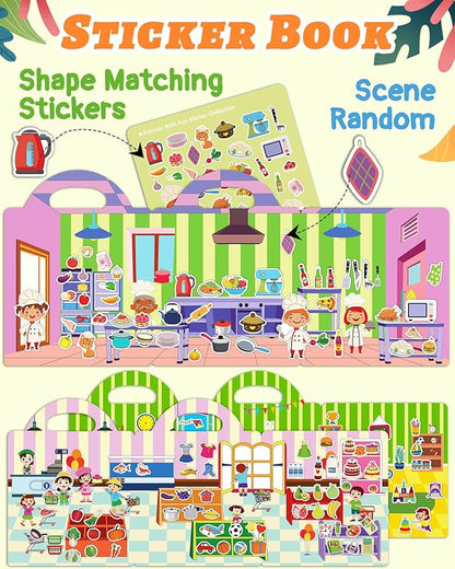 Benresive Reusable Sticker Book for Toddlers 2-4 Years, 3 Sets Travel Stickers for Kids, Waterproof Sticker Books for Toddlers 1-3, Crafts Activities for Todddlers 1-3 2-4 3-5