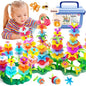 FUNZBO 138pcs Flower Garden Building Set - Easter Spring Toys for 3 4 5 6 7 Years Old Girl, Sorting & Stacking Building Block, STEM Montessori Educational Toy for Kid Toddler Birthday Gift