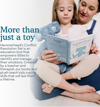Slumberkins 14" Hammerhead Kin & 2 Board Books Complete Set Bundle | Promotes Conflict Resolution, Social Skills & Responsibility | Social Emotional Development (Hammerhead Kin Plush + 2 Board Books)