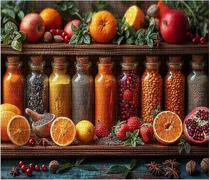 Tucocoo 1000 Piece Jigsaw Puzzles for Adults Spice and Fruits Painting Jigsaw Puzzle Natural Kitchen Colorful Art 1000 Pieces Puzzles for Challenging Family Activity Game DIY Craft Puzzle Wall Decor