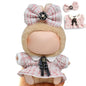 17cm Doll Clothes for Labubu - Luxury Chic Style Set for 17cm Dolls Outfit - Accessories for Dolls Clothes -Pink Plaid Tweed Dress + Black Necktie + Pink Bow (No Doll)