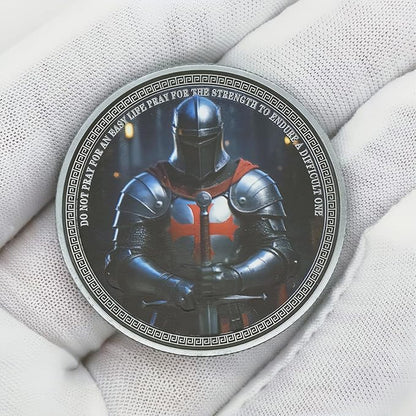 Knight Templar Challenge Coin Armor Red Cross Shield Faith and Bravery Coin Collection (Single Coin)