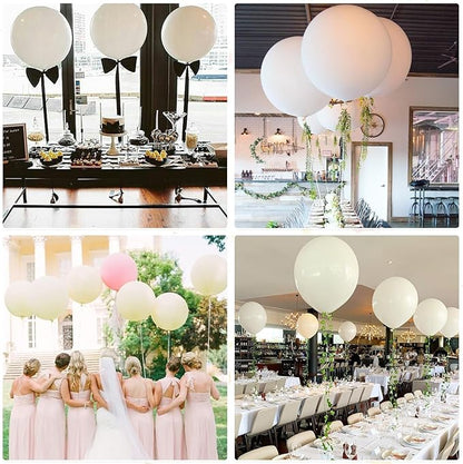 Giant 4D Foil Balloons, 6Pcs Large Metallic White Round Balloons, 22 Inch Big Round Foil Balloon for White Birthday Party Baby Shower Wedding Decorations