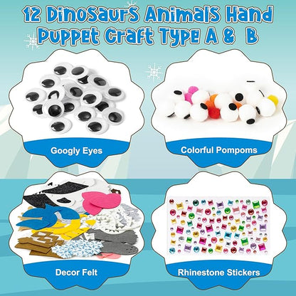 WATINC 12 Pcs Hand Puppet Making Kit, Art Craft Felt Sock Puppet Toys, Creative DIY Make Your Own Pompoms Wiggle Googly Eyes Storytelling Role Play Party Supplies Gift for Girls Boys (Polar Animals)