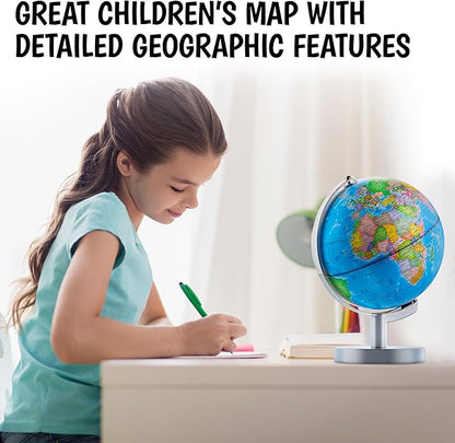 USA Toyz Illuminated Globe for Kids Learning- 3-in-1 STEM Globes of the World with Stand, Constellation Map, Built-in LED Night Light Desk Globe Lamp, Non-Tip Metal Base, 9.75” Tall, 7 Inch Diameter