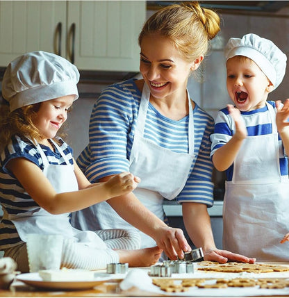 8 Set Kids Apron and Chef Hat Set Kids Apron with 2 Pockets Adjustable for Boys Girl's Cooking Baking Painting