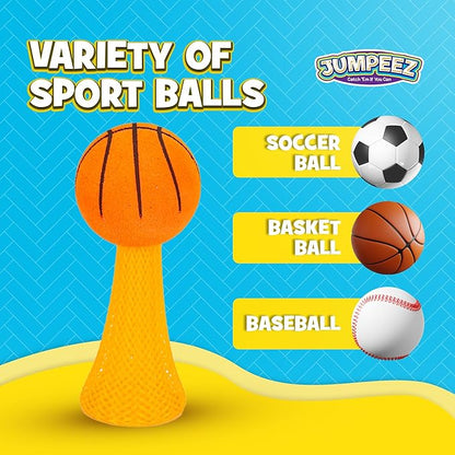 IPIDIPI TOYS Jumpeez Sport Ball Rocket Poppers – 24-Pack Jumping Spring Launcher Toys – Halloween Toys for Trick or Treat, Halloween Goodie Bag Stuffers, Birthday Party Favors for Boys & Girls