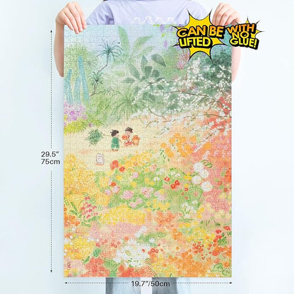MOMIBOOK 1000 Piece Puzzle for Adults Jigsaw Puzzles of The Fragrance Here, Painting Image Wildflower Difficult Challenging Hard Impossible Puzzle Unique Funny Party Christmas Birthday Gifts