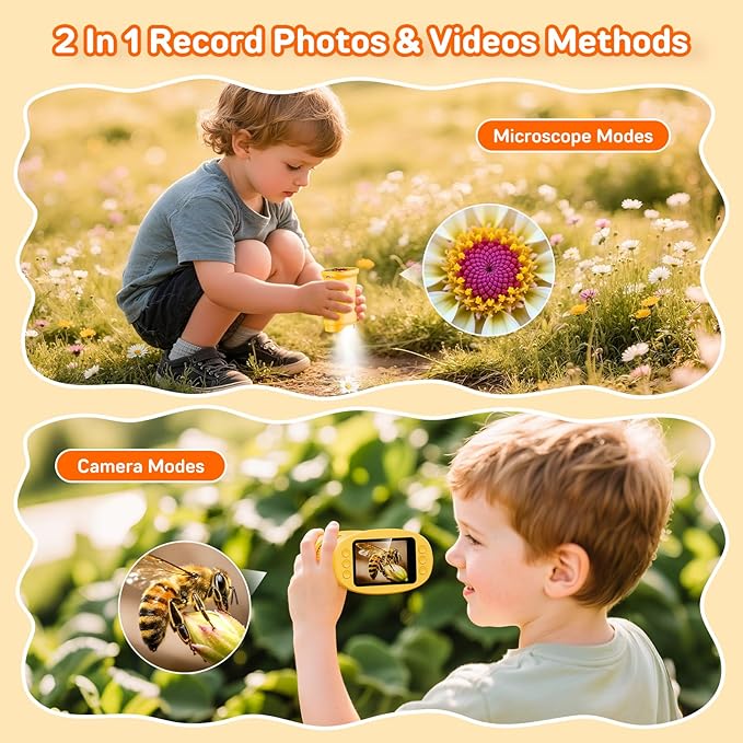 1000X Handheld Digital Microscope for Kids with 2.0" IPS Screen, Portable STEM Science Lab Toy, Rechargeable Pocket Microscope Educational Gift for Boys & Girls Age 4-6 8-12, Orange