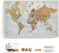 Canvas World Map with Cork Pin Board - English Lettering - Decorative Wall Decoration for All Rooms - Canvas Pictures with World Map Motif (150x100 cm, Pattern 14)
