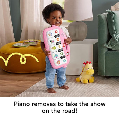 Fisher-Price Baby Musical Toy Set Glow and Grow Kick & Play Piano Gym Pink Playmat with 2 Rattle Maracas for Newborns Ages 0+ Months