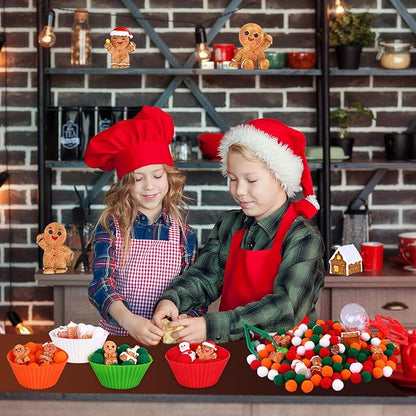 200 PCS Christmas Sensory Bin Filler Winter Sensory Bin Items 160 Pompoms 22 Gingerbread Man 8 Cups 6 Tweezers 3 Scissor Clips 1 Storage Box for Christmas Fine Motor Toys Counting Sorting Training